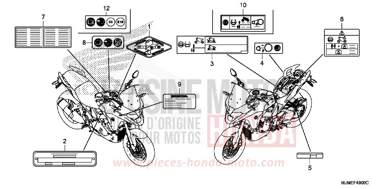 ETIQUETTE DE PRECAUTIONS de VFR800X "Crossrunner" MAT BALLISTIC BLACK METALLIC (NHA86) 2017